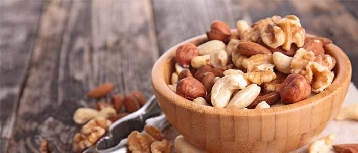 a bowl of nuts as a healthy snack